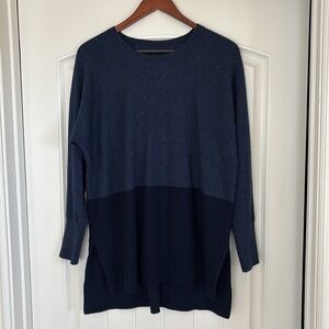 Athleta Wool Cashmere Stargazer Oversized Sweater‎ Blue Colorblock Women’s Small